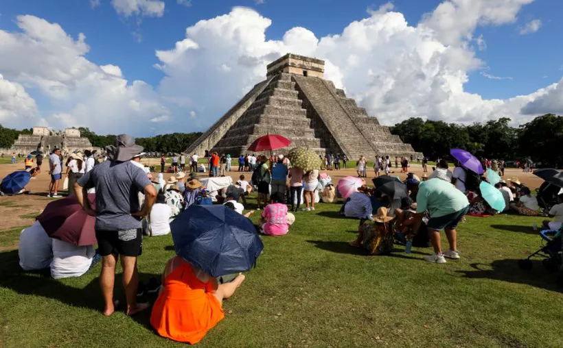 View of the pyramid of Kukulkan at Chichen Itza archaeological site in Yucatan, Mexico