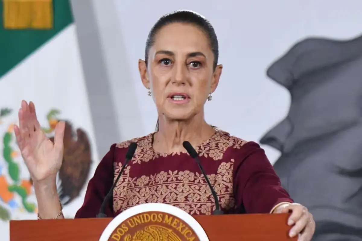 Claudia Sheinbaum Pardo, President of Mexico, speaking at a press conference