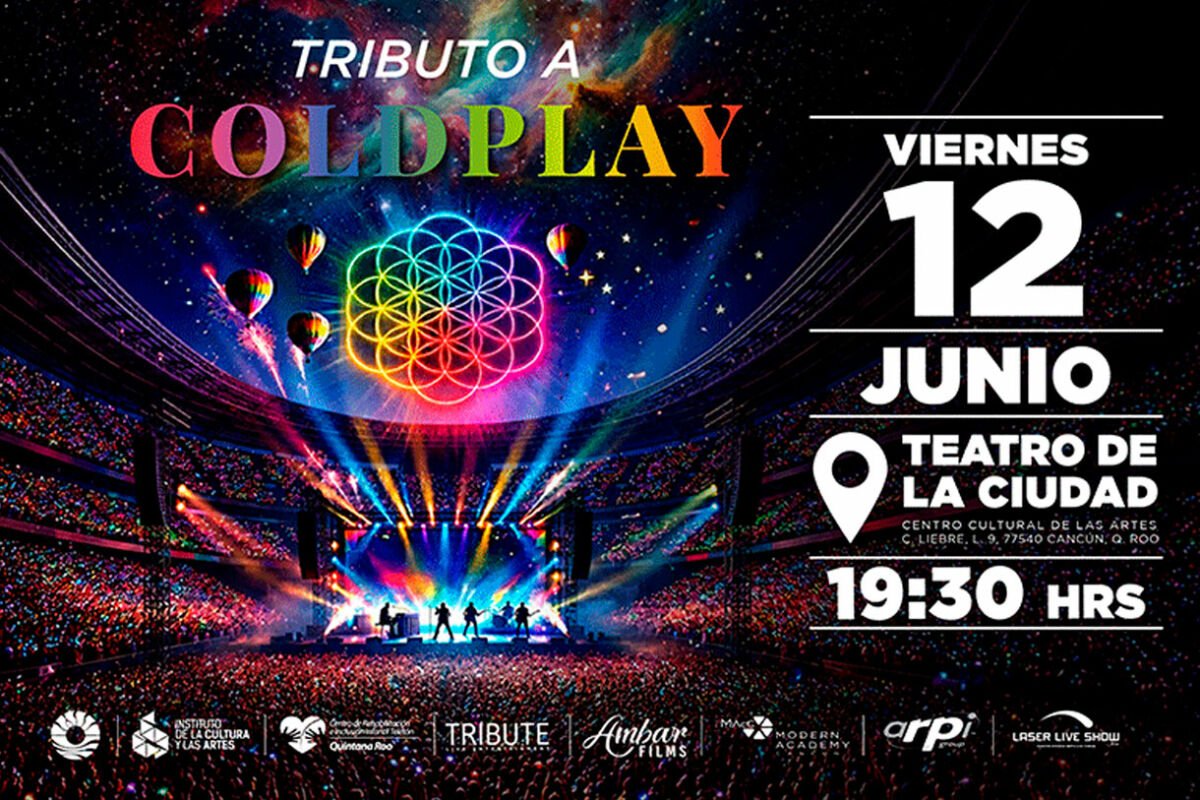 Poster for a Coldplay tribute concert in Cancun benefiting CRIT Quintana Roo
