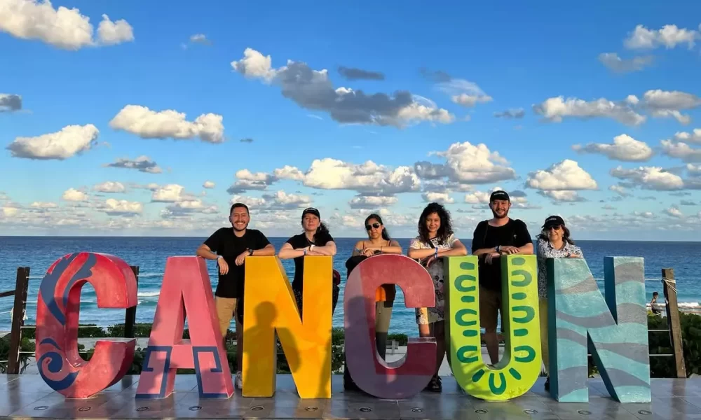 Tourists on a beach in Cancun, Quintana Roo