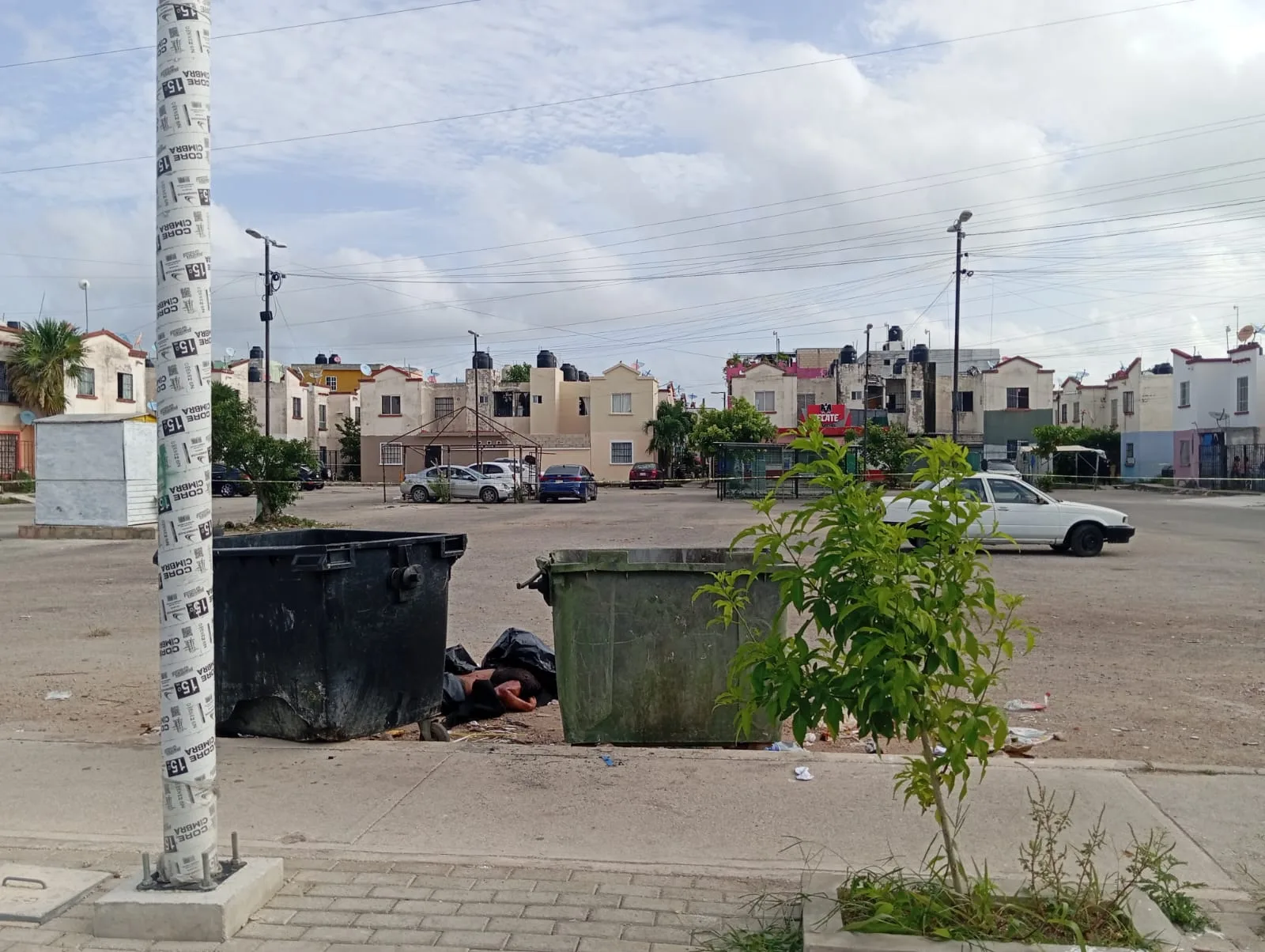 Crime scene tape at Villas Otoch Paraíso in Cancun where a decapitated body was found