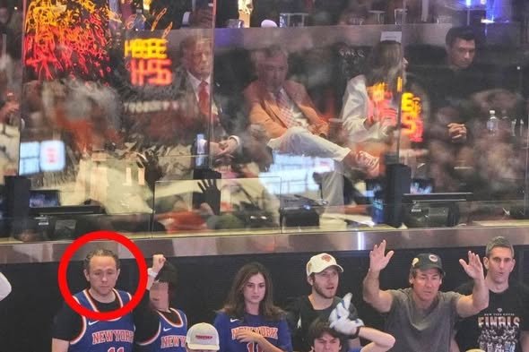 Héctor Contreras, head of Quintana Roo's tax agency, sitting in the stands at Madison Square Garden during the NBA Finals.