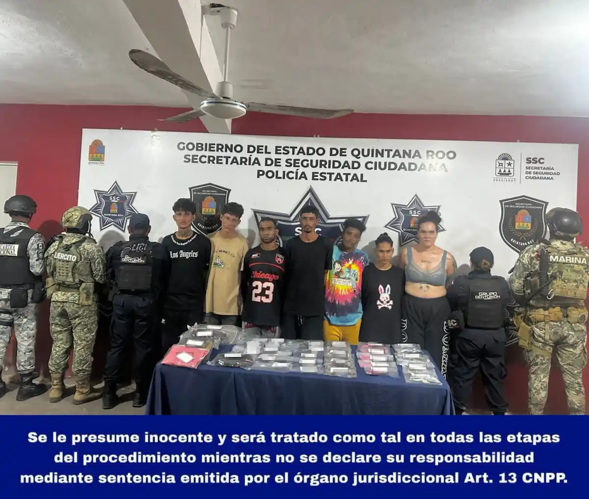 Police officers at a drug seizure operation on Holbox Island
