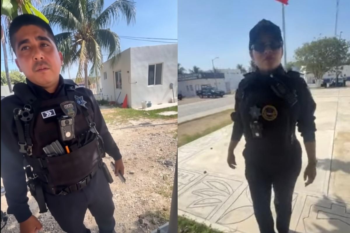 Exterior of the Isla Mujeres police station where a woman was detained for recording officers