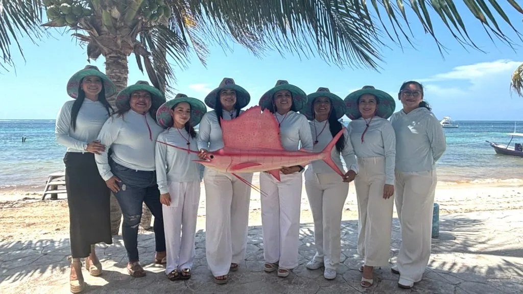 Women anglers competing in the La Diosa del Mar sportfishing tournament in Puerto Morelos, Quintana Roo