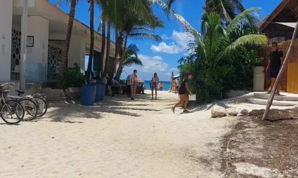 Aerial view of the Mamitas beach area in Playa del Carmen, Quintana Roo