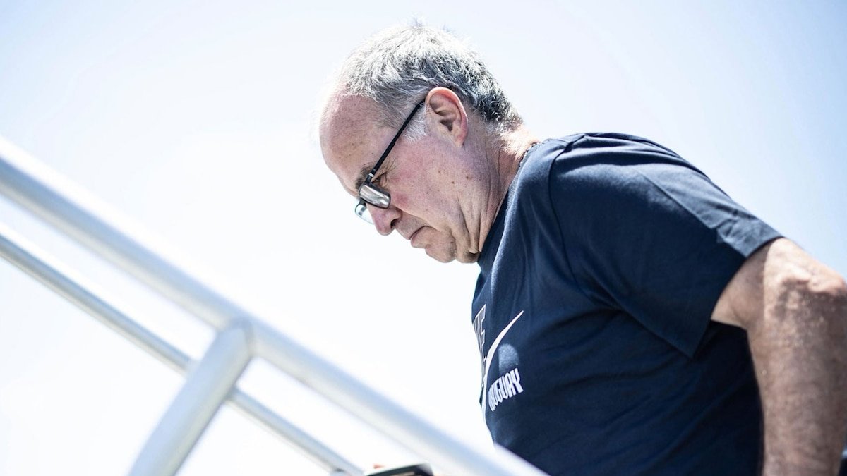 Marcelo Bielsa, Uruguay national team coach, speaking at a press conference in Playa del Carmen, Mexico, during the 2026 FIFA World Cup.