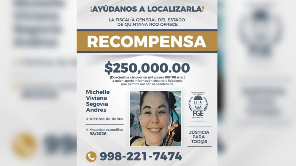 Missing person poster for Michelle Viviana Segovia Andres, with description and contact information