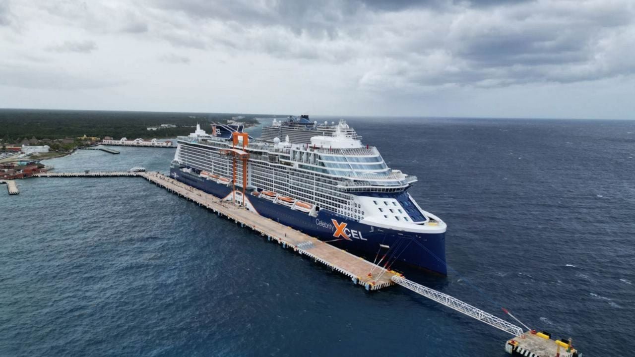 Aerial view of the port of Cozumel, Quintana Roo, Mexico