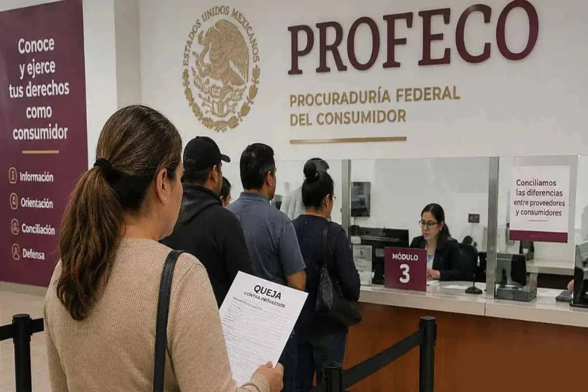 A person holding a receipt and a smartphone, symbolizing a consumer complaint process with Profeco.