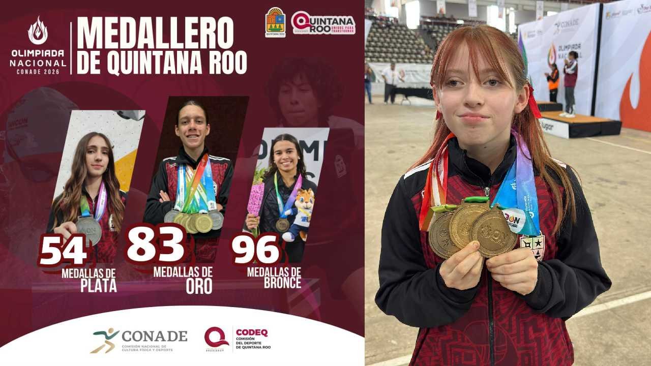 Quintana Roo delegation with medals at Conade 2026
