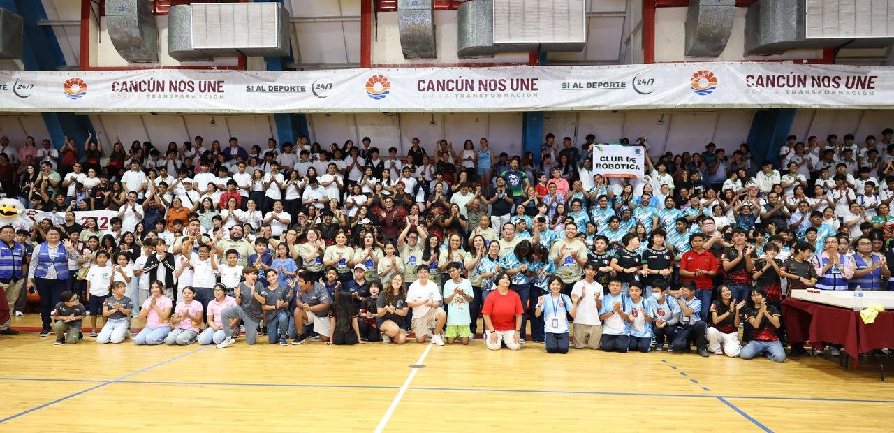 Students competing in the World Robot Olympiad regional tournament in Cancun, Quintana Roo