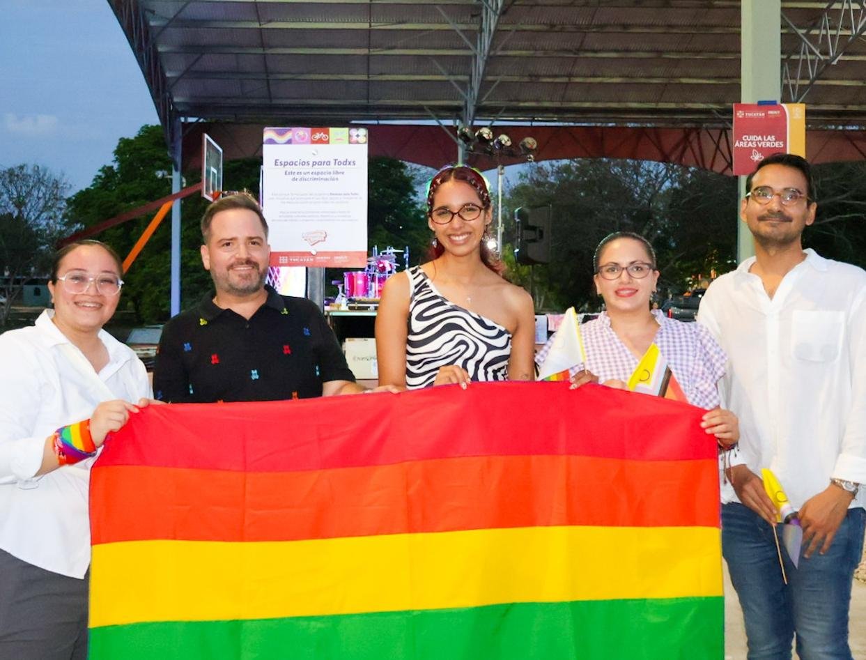 Officials unveil a 'Safe Space' plaque at Paseo Verde in Merida, Yucatan, as part of an LGBTIQ+ inclusion initiative.