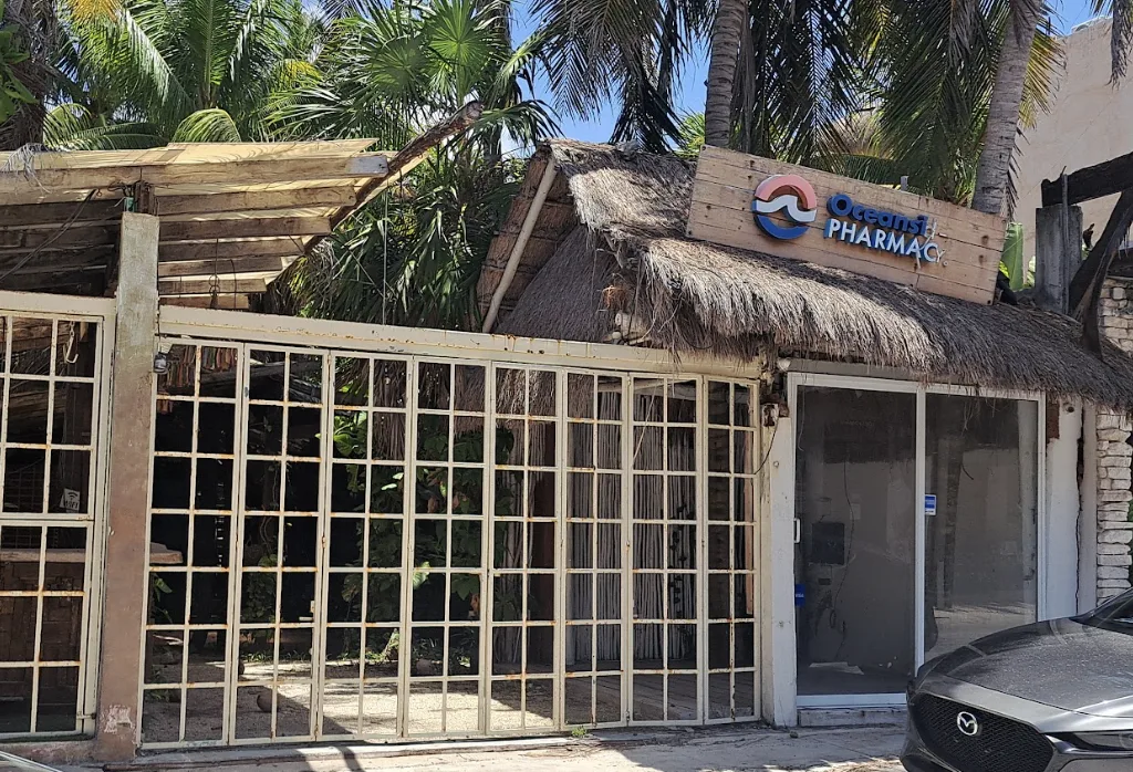 Aerial view of Tulum's coastal zone with closed businesses and construction sites