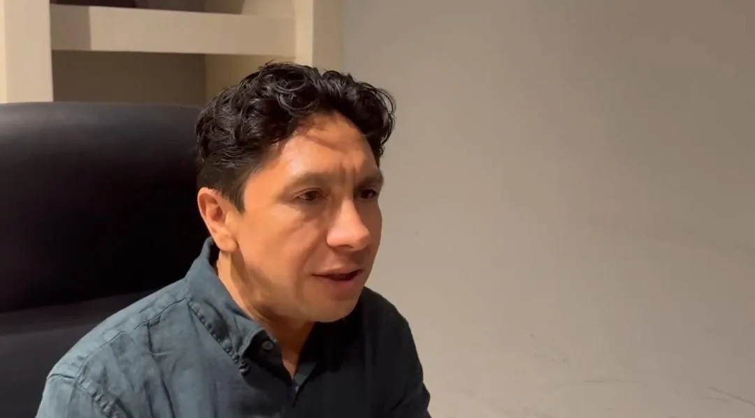 Tulum councilor Eliazar Mas Kinil speaking during an interview about the private jet video controversy