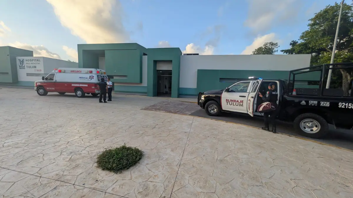 Police tape cordoning off area near Hotel Zulum in Tulum after a shooting