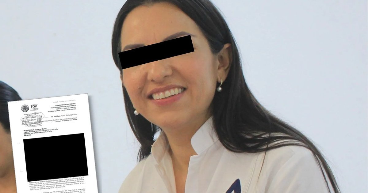 A woman holding a document from the Federal Prosecutor's Office with redacted information, smiling at the camera