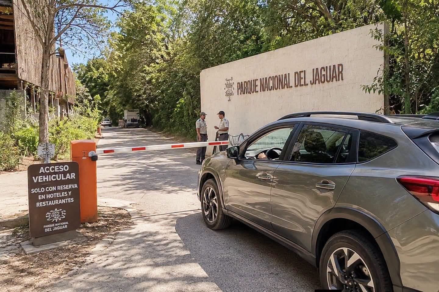 Car entering parque jaguar in tulum
