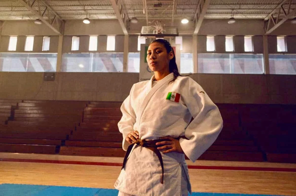 Ariadna Chávez, a judoka from Tulum, in her judo uniform