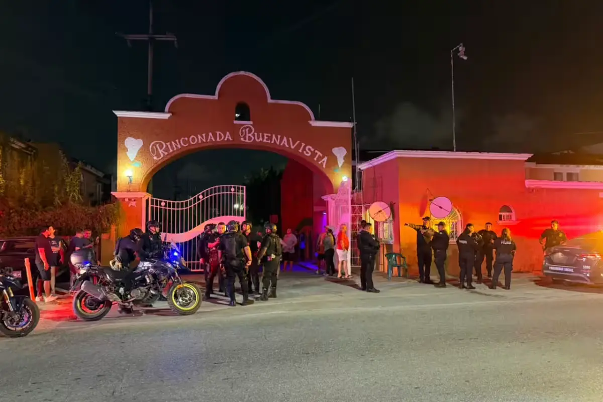 Entrance of Rinconada Buenavista residential complex in Cancun where an armed attack occurred