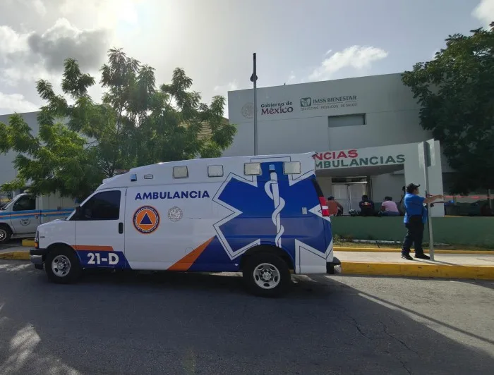 Emergency personnel at the scene of a bee attack in Playa del Carmen