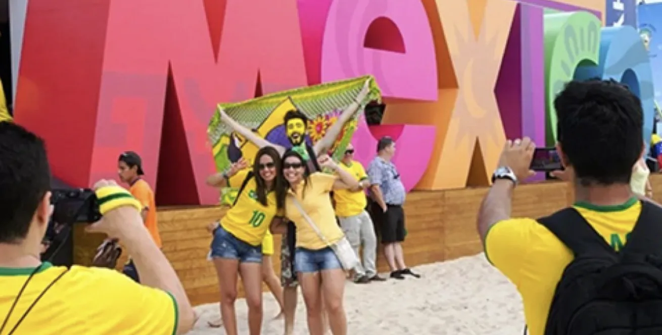 Tourists on a sunny beach in Cancun, Quintana Roo