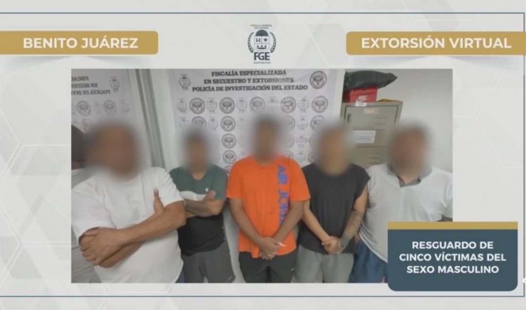Police rescue five carpenters from a Cancun hotel after prison extortionists held them via video call.