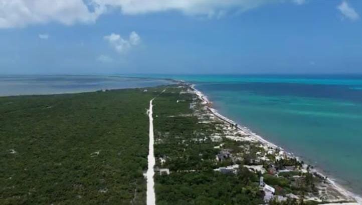 Aerial view of the Costa Mujeres-Isla Blanca tourist corridor in Quintana Roo, Mexico