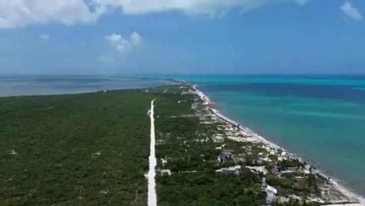 Aerial view of the Costa Mujeres-Isla Blanca tourist corridor in Quintana Roo, Mexico