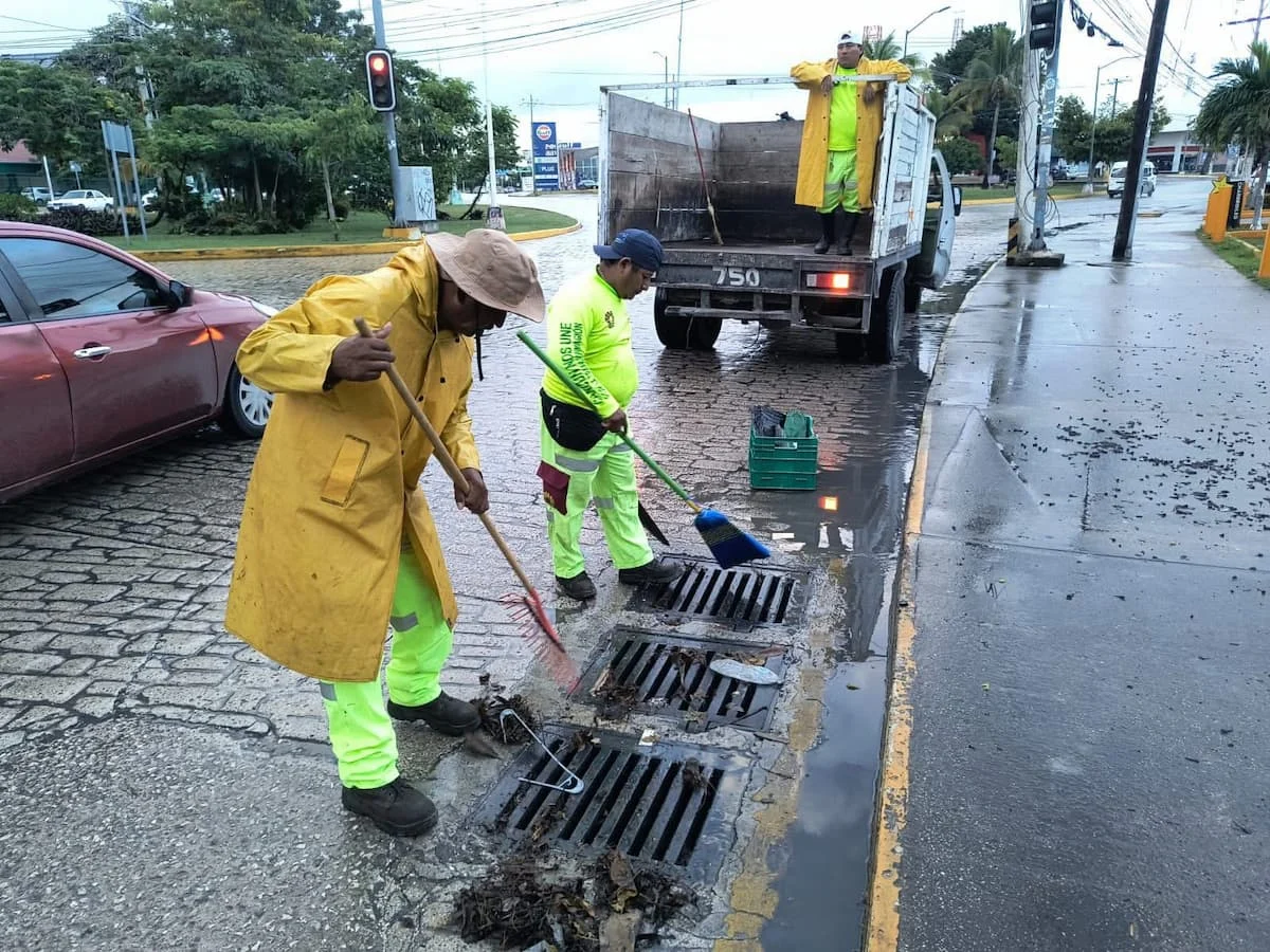 Flooded street in Cancun after heavy rain