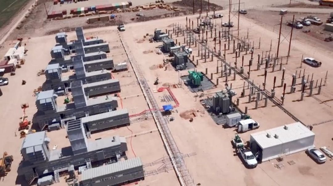 Aerial view of a power plant with turbines in Cancun, Quintana Roo