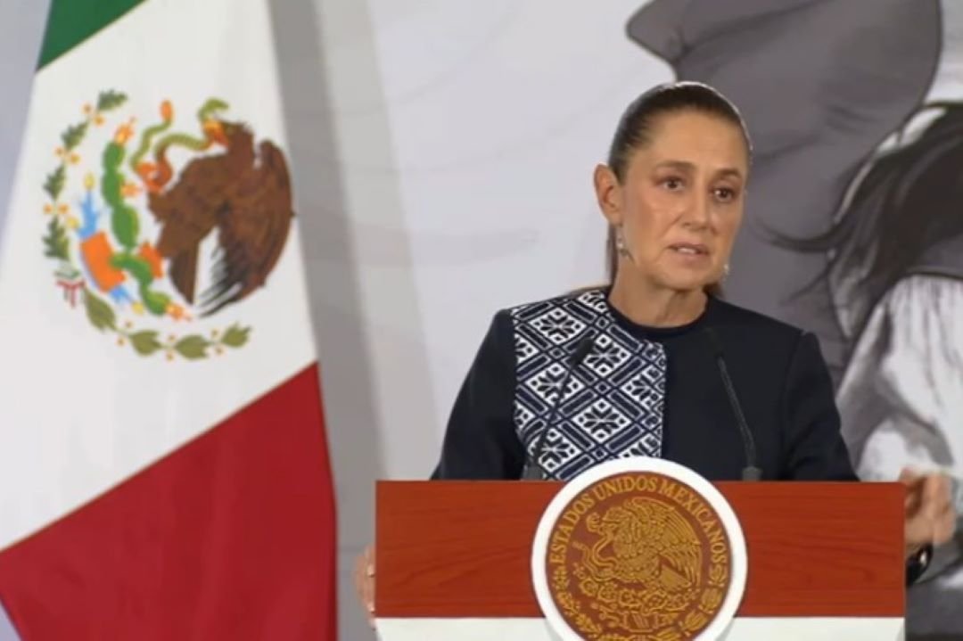 President Claudia Sheinbaum speaking at her morning press conference