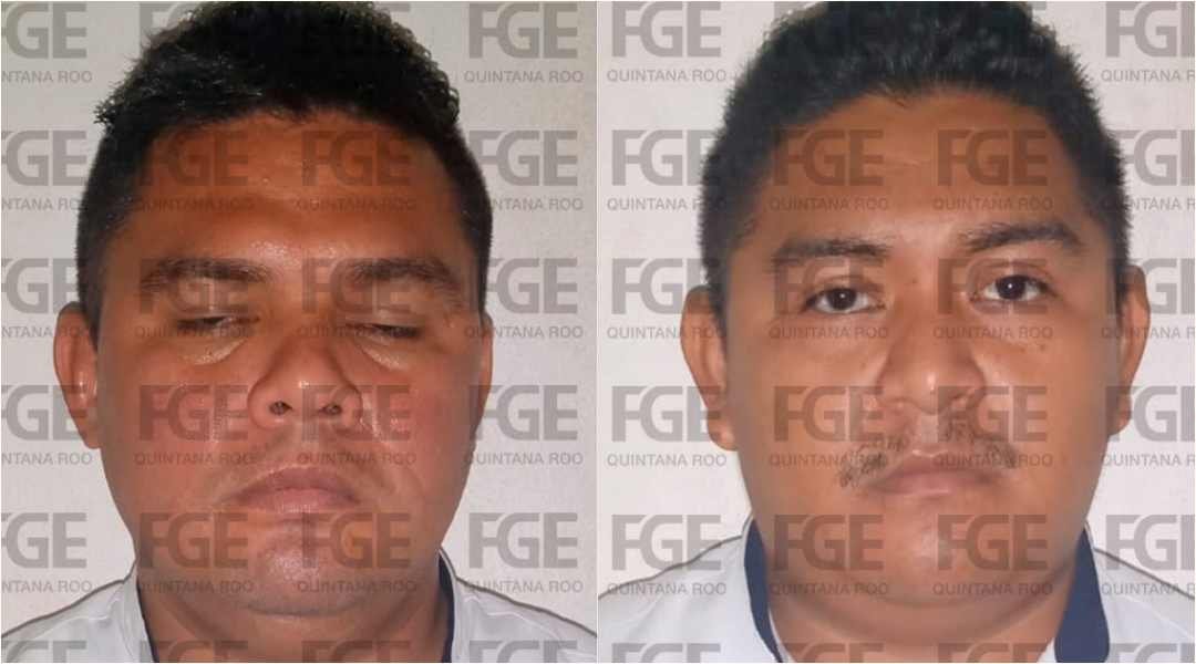 Collage showing two men identified as the convicted taxi drivers in Cancun