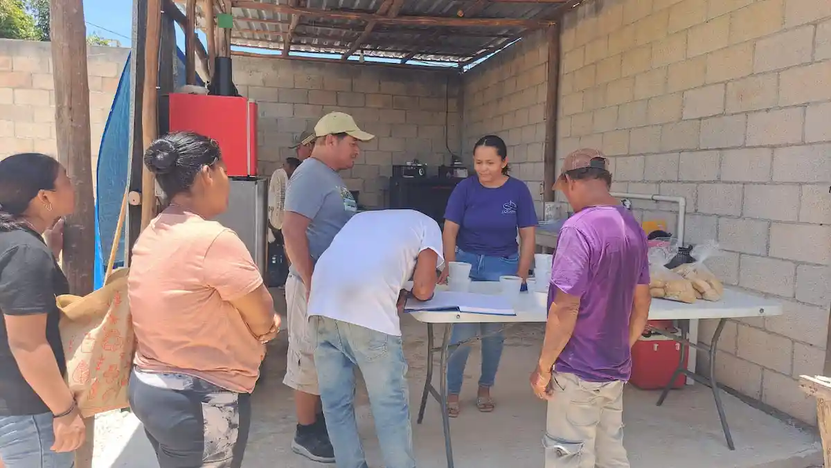 Volunteers at a community kitchen in Tulum prepare and serve free meals to residents in need.