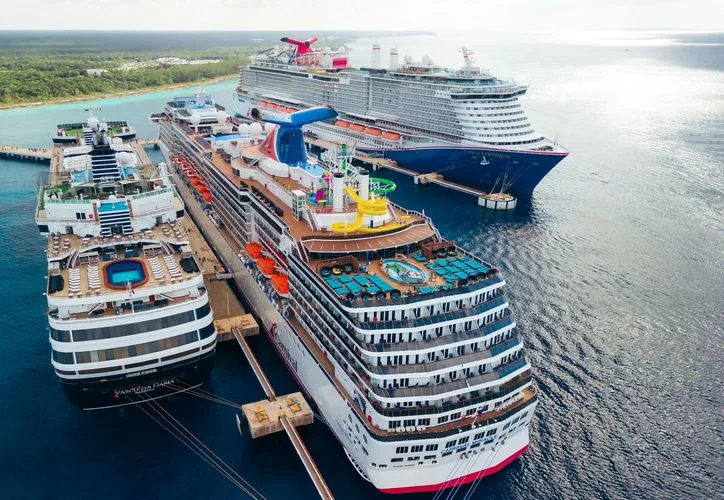 A cruise ship docked at the port of Cozumel, Quintana Roo, Mexico