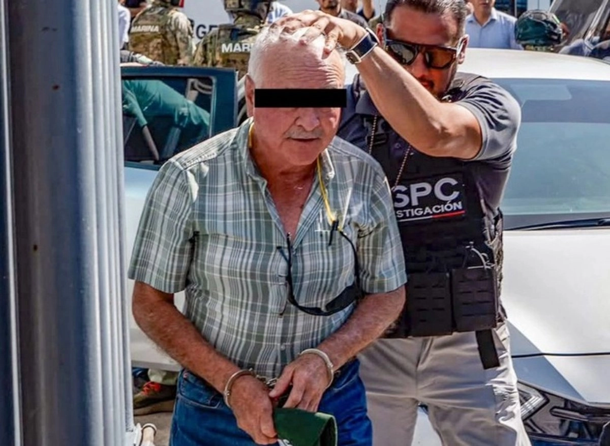 Ernesto Ruffo Appel, former governor of Baja California, appears via videoconference from Altiplano prison for a hearing on fuel smuggling charges.