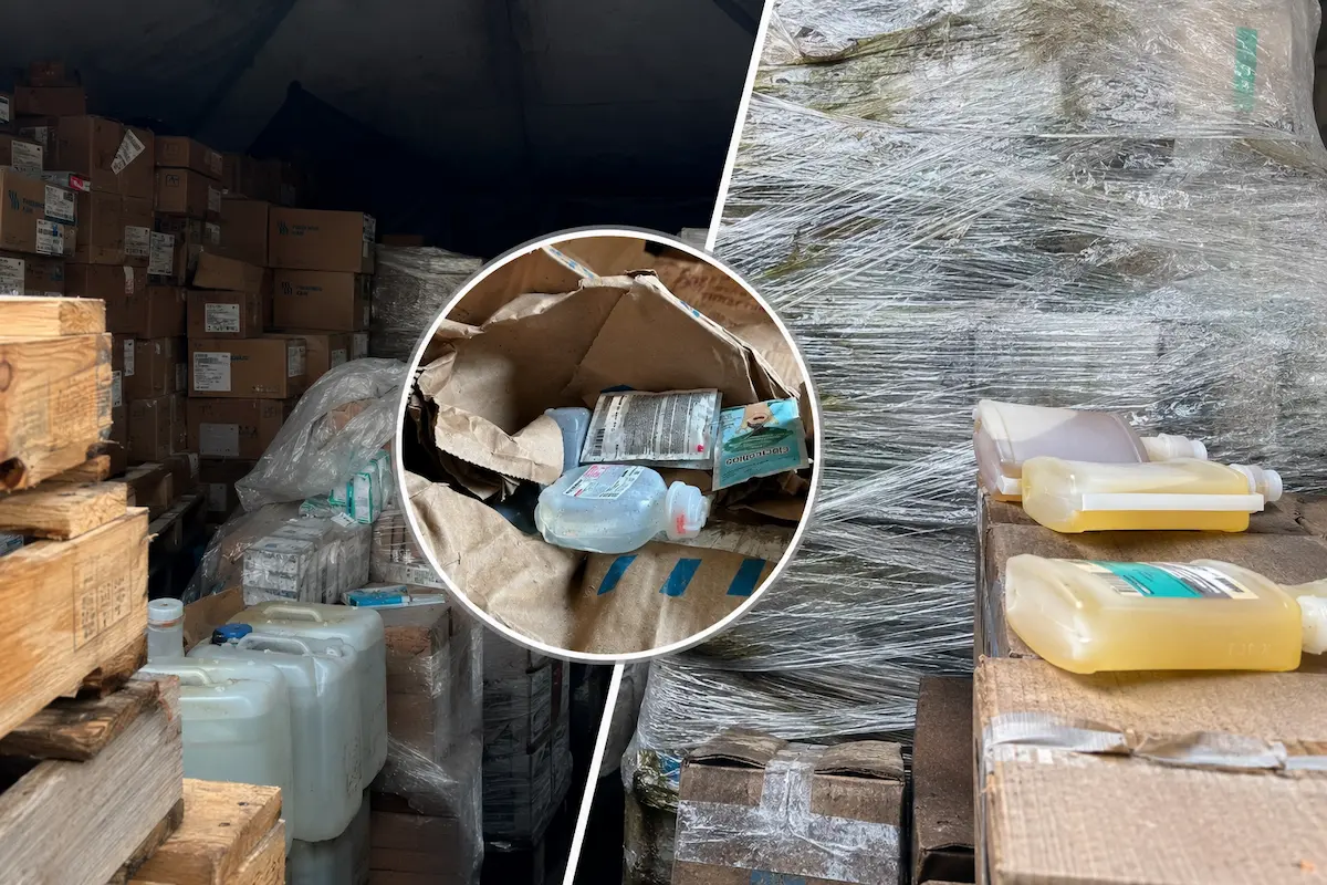 Boxes of expired and water-damaged medications stacked in a state warehouse in Subteniente Lopez, Quintana Roo