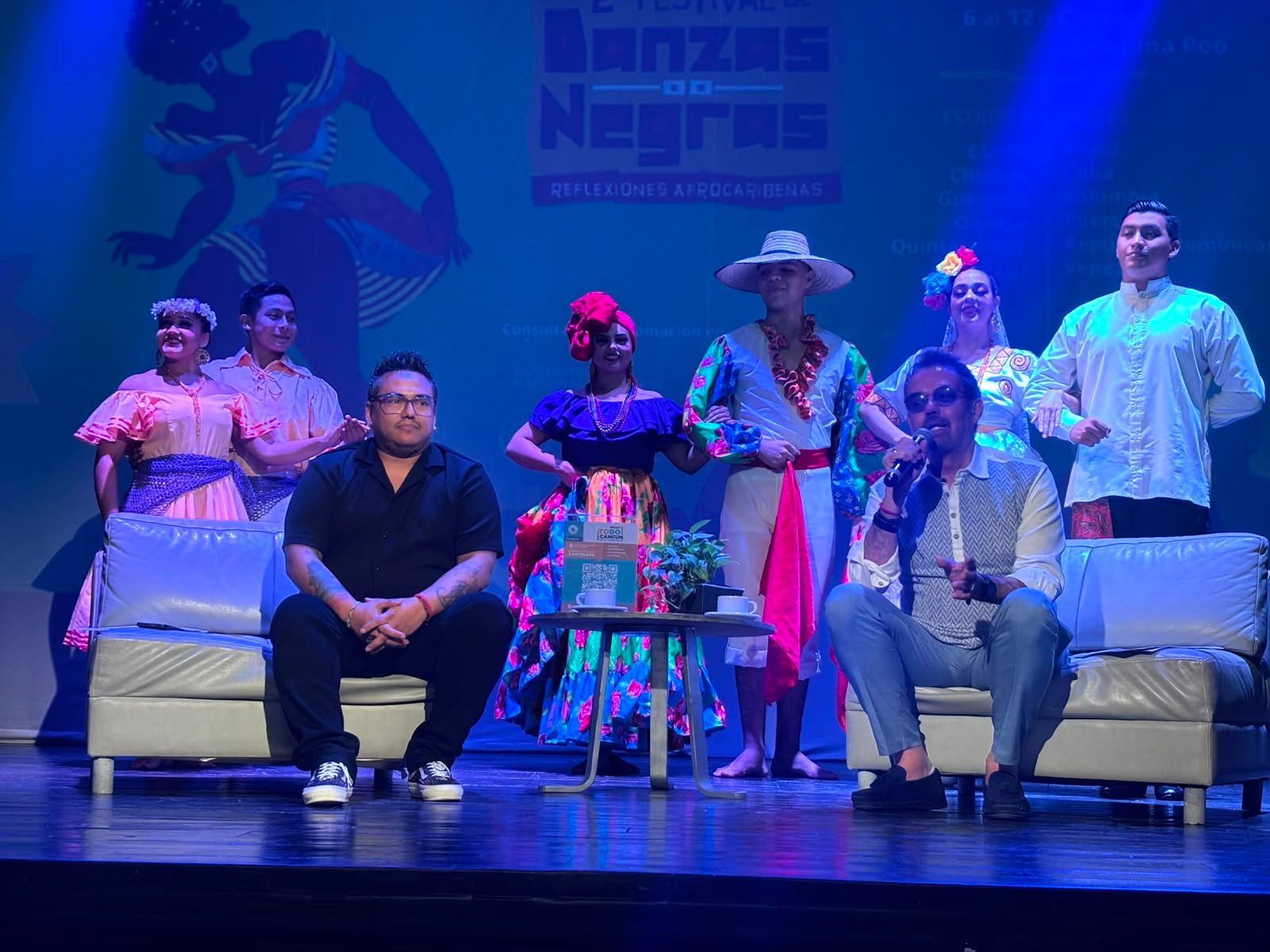 Dancers on stage at the Festival de Danzas Negras in Cancún, Quintana Roo
