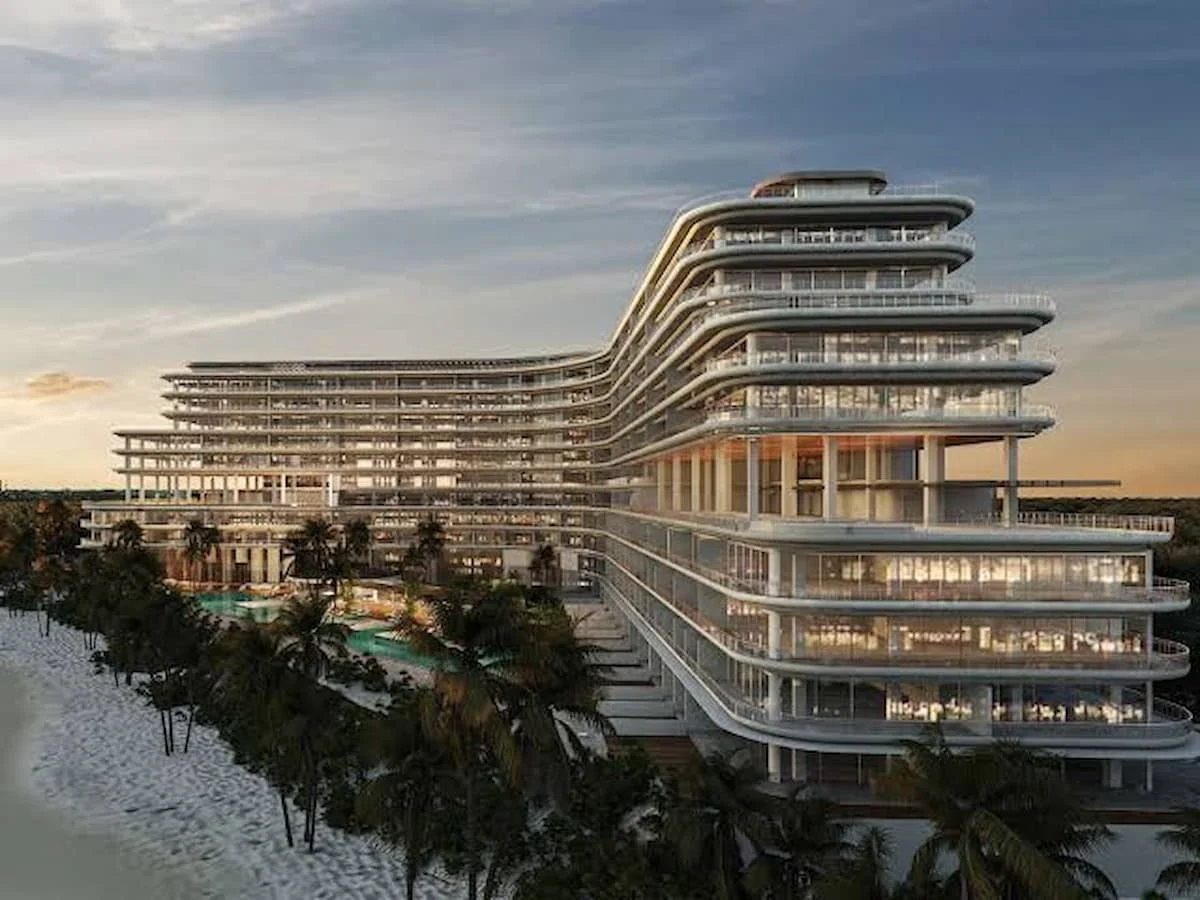 Aerial view of hotel zone in Cancun, Quintana Roo