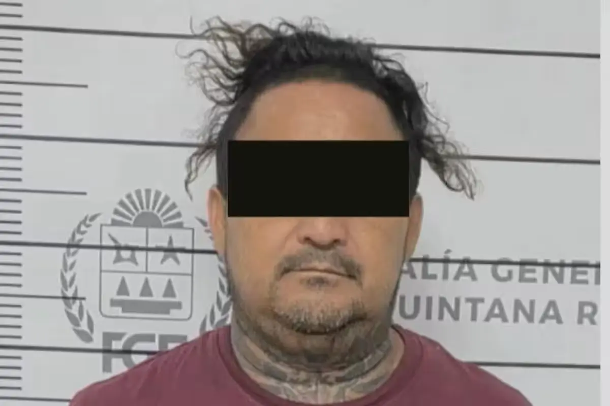 Mugshot of Isaac Antonio 'N', a 45-year-old man arrested for involvement in a Cancun femicide
