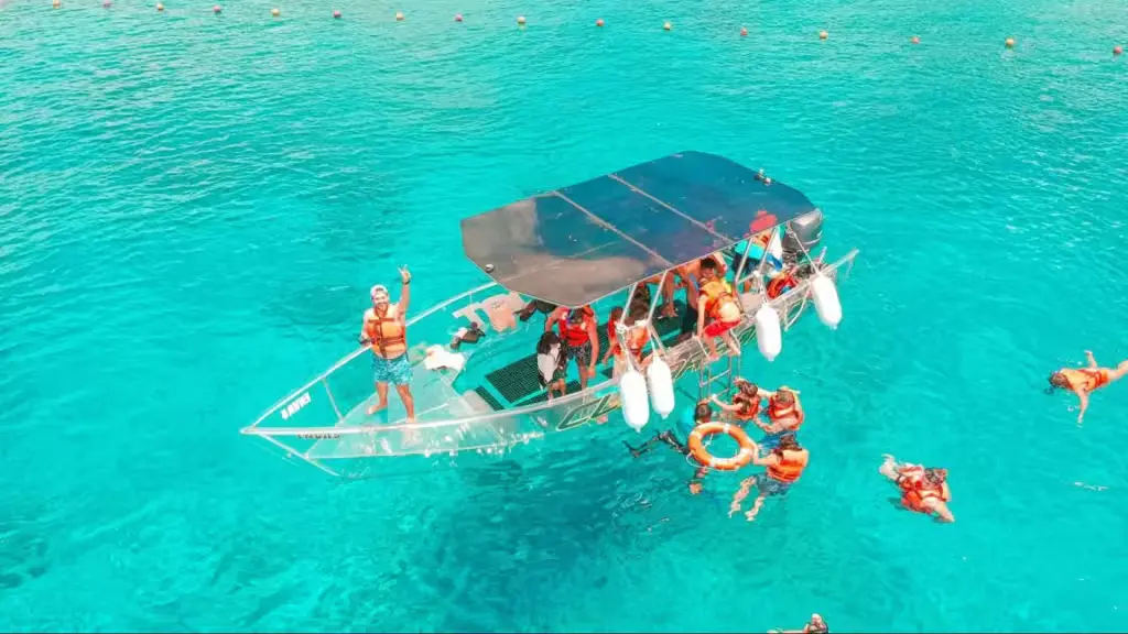 Tourists boarding a boat at Puerto Juarez terminal for a tour to Isla Mujeres