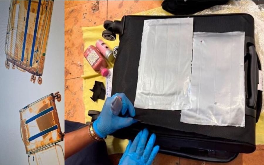 Mexican authorities display packages of ketamine seized at Cancun International Airport