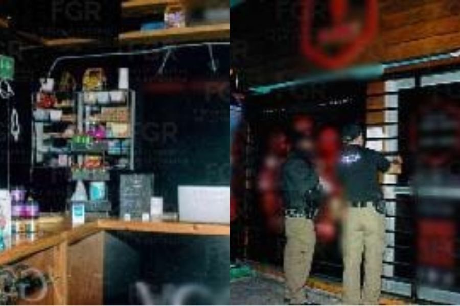 Confiscated vape pens and electronic devices displayed after a police raid in Cancún