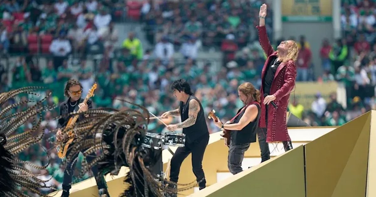 Maná band members on stage during the World Cup 2026 opening ceremony