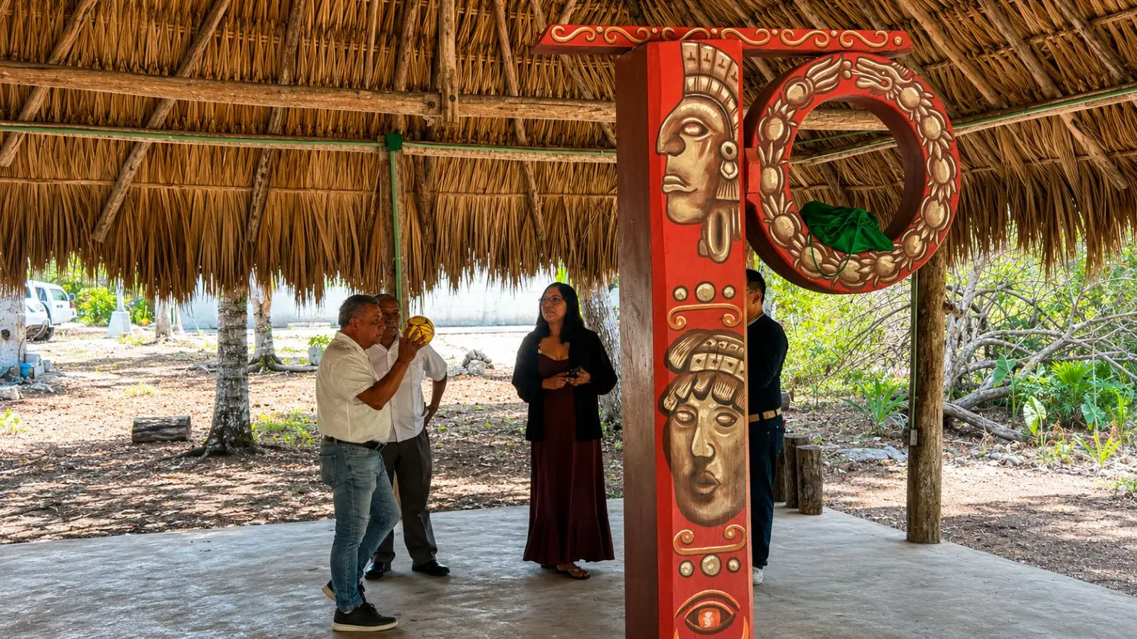 Gabriela Molina Moreno watching Maya ball game at Kantunilkin Ceremonial Center
