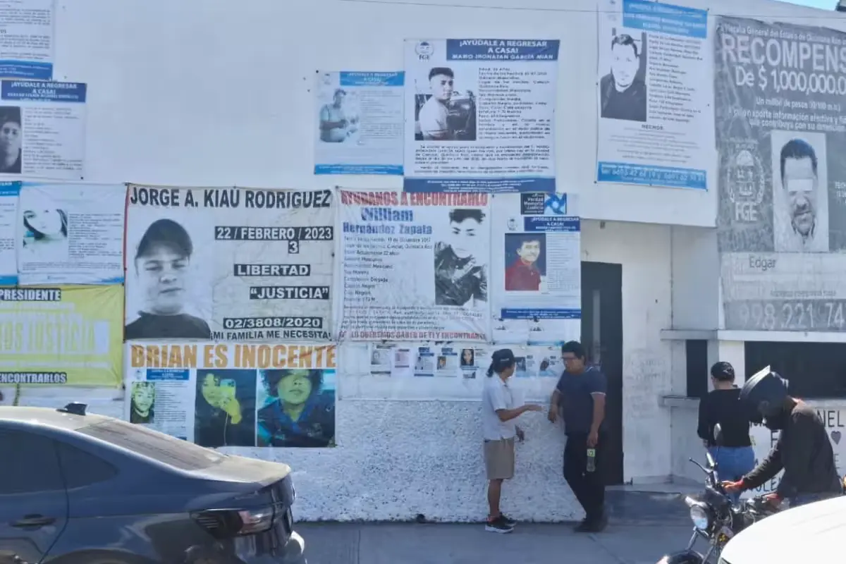 A missing persons poster on a wall in Quintana Roo, Mexico
