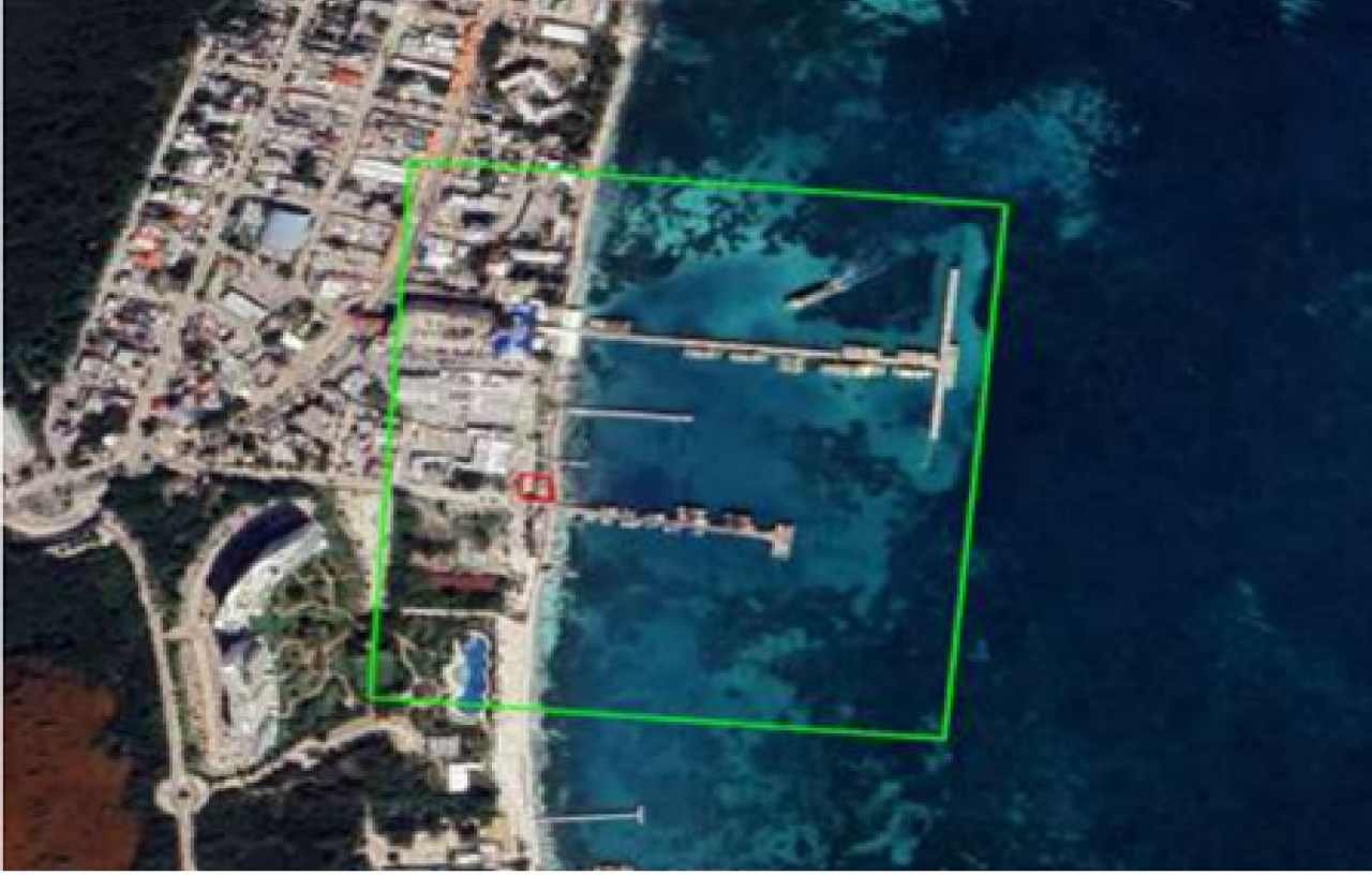 Construction site of a rustic pier in Puerto Juarez, Cancun
