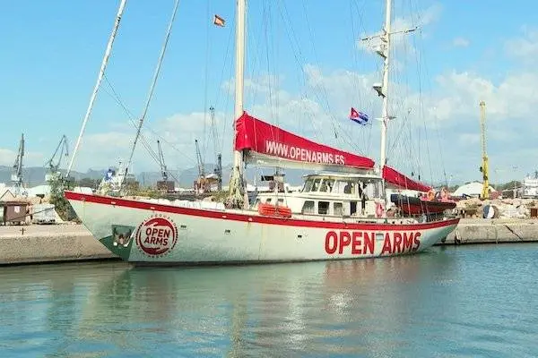The Open Arms humanitarian ship docked at the port of Cancun, carrying medical supplies and solar panels destined for Cuba.