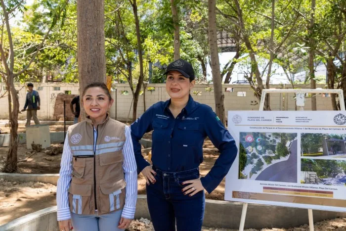 Construction site of a new park in Villamar I, Playa del Carmen, as part of the Parquemania program