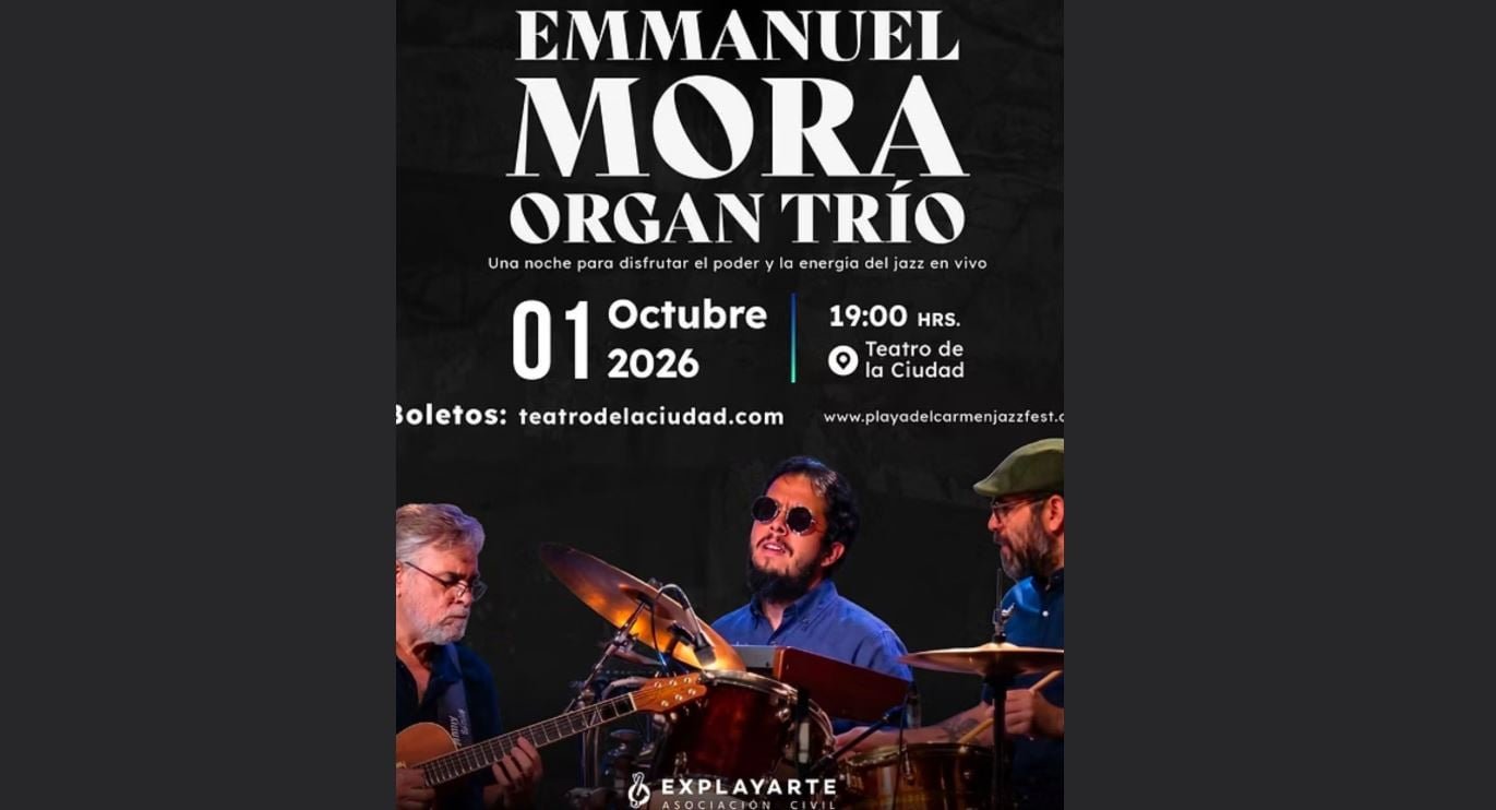 Promotional image for the third edition of the Playa del Carmen Jazz Fest featuring international artists